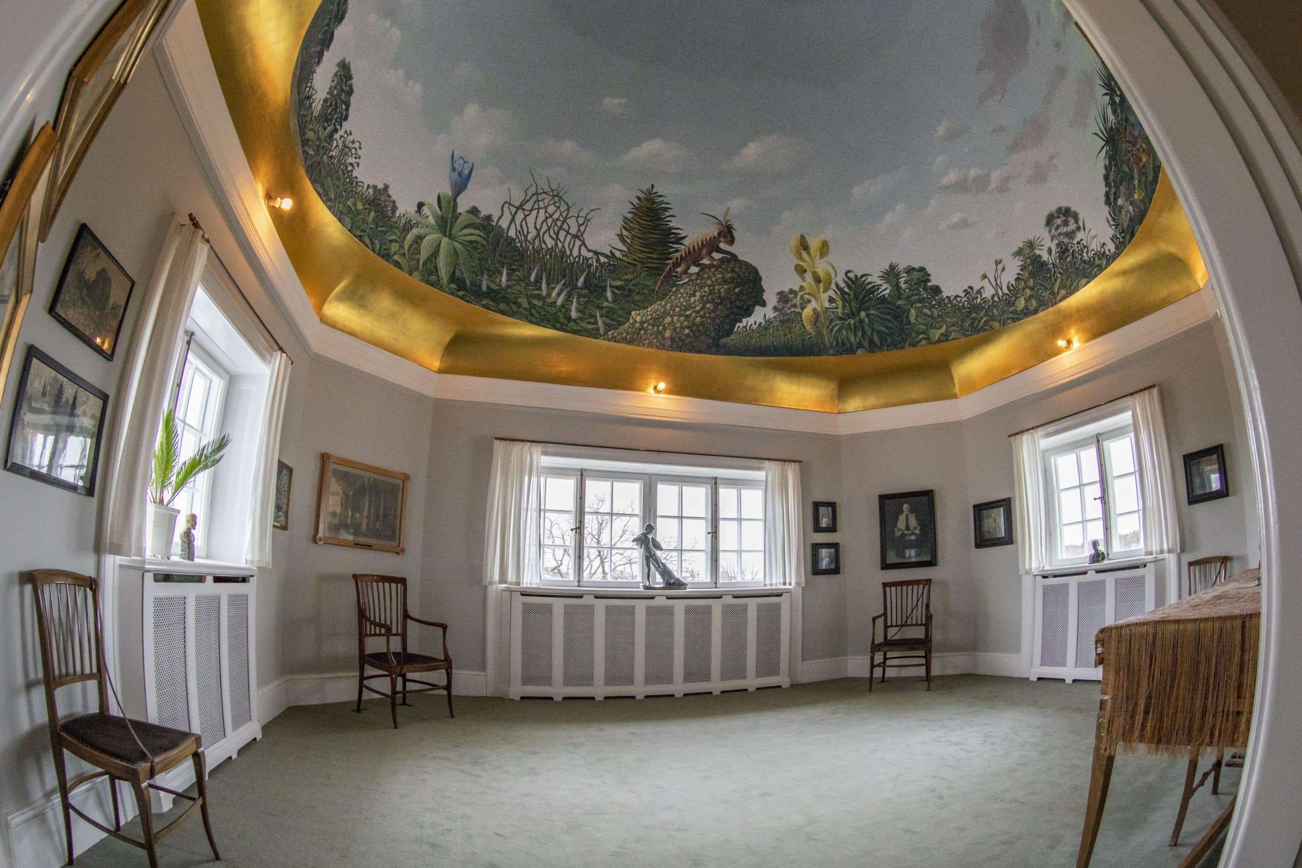 interior of the Thielska Galleriet - Stockholm city centre art gallery view of domed painted ceiling