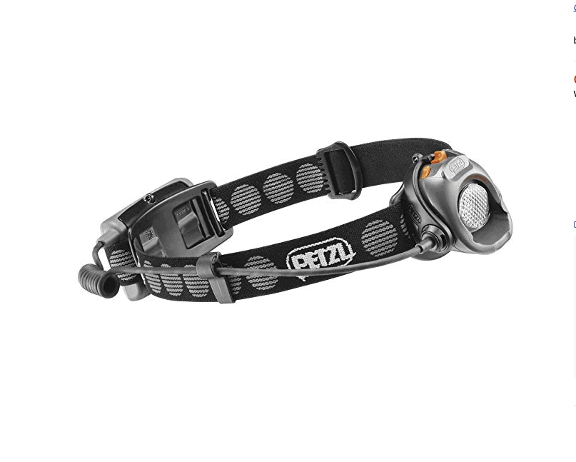 A headlamp with adjustable straps and LED light, designed for nocturnal outdoor use.