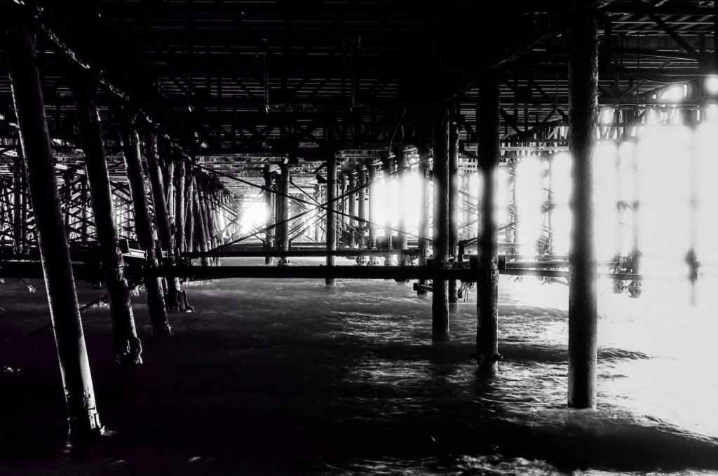 View of Brighton pier from underneath.